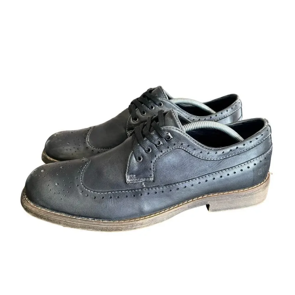 Bed Stu Beacon Mens Size 12 Black Garment Oxford Wingtip Shoes